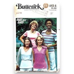 Butterick 4614 Fitted T-Shirts Pattern UNCUT Women's for Sewing Bust 32.5" 1970s